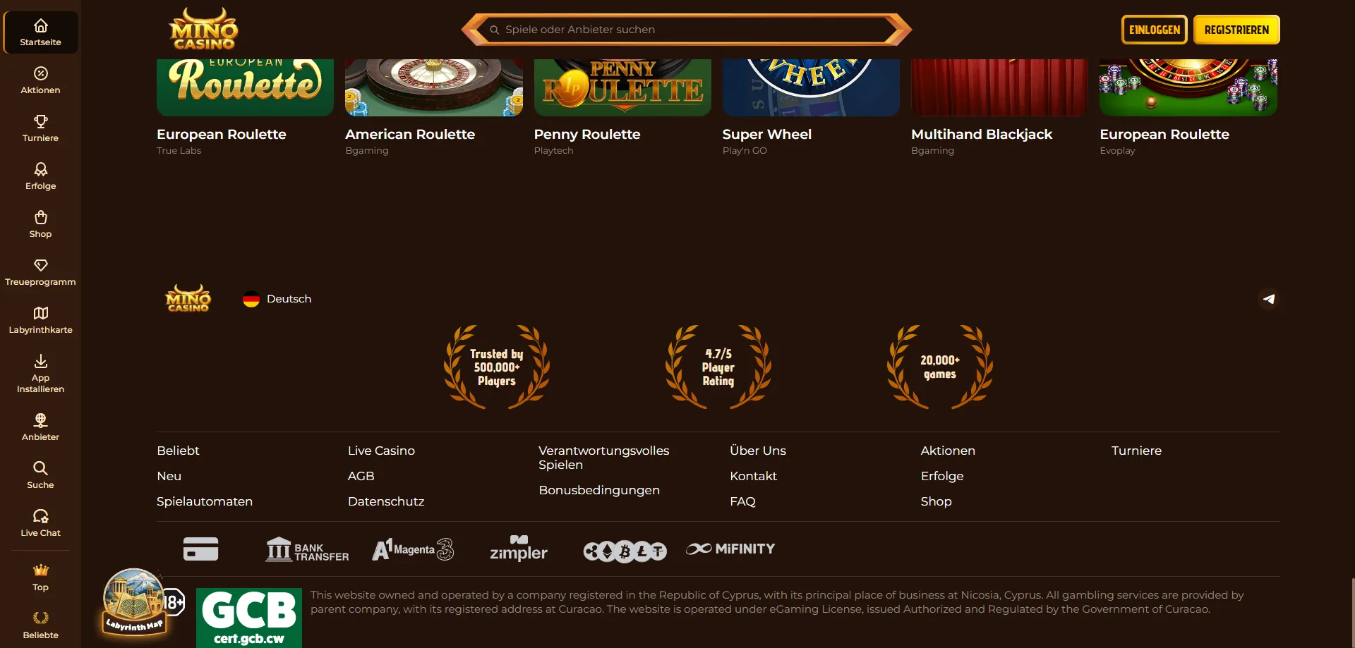 Mino Casino metodi di pagamento — depositi e prelievi sicuri